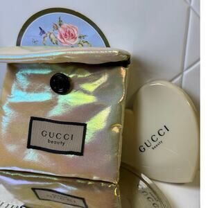 Gucci Beauty GWP - White Heart Shape Mirror with Pouch- NEW in package.